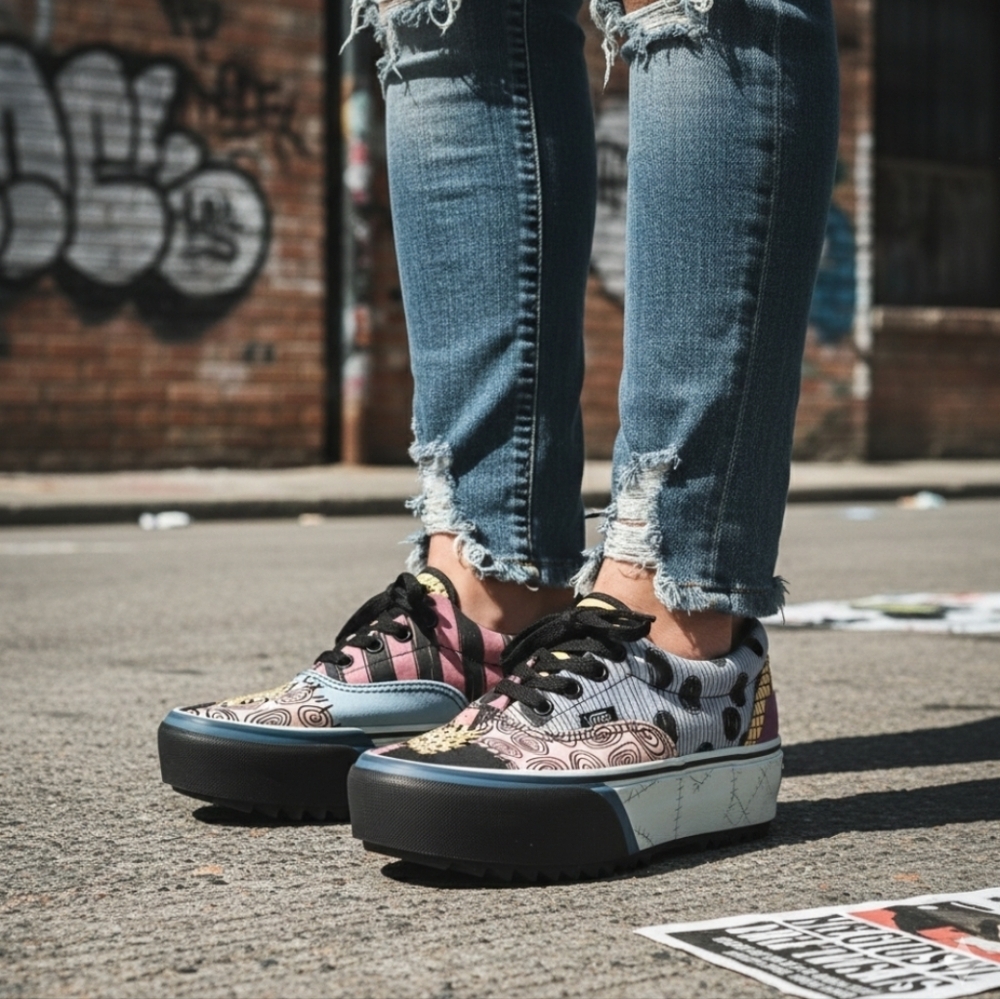 Vans x Nightmare Before Christmas Sally Era Stacked Platform Sneakers - Mens 5 - Picture 1 of 11